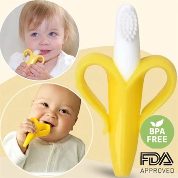 Kūdikių Teether Žaislai Krapinėjimas Saugios Kūdikių Silikono Kramtyti Žiedas BPA Free Bananų Teethers Už Dantų Kūdikio Žindukas Grandines Priedai
