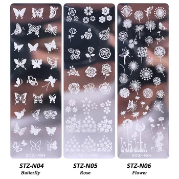 Nagų Spaudos Plokštės Nustatyti Silikono Sponge Teptuku lenkijos Perdavimo Trafaretai Gėlių Geometrija 