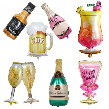 Šampano Butelis, Vyno Stiklo, Aliuminio Plėvelės Balionas, Gimtadienio, Vestuvių Dekoravimo Reikmenys ir jų Išdėstymas