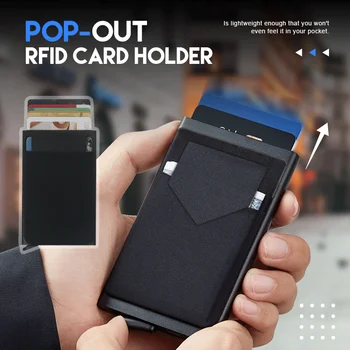 Pop-out RFID Kortelės Turėtojas Plonas Aliuminio Piniginės Elastingumą Atgal Dėklas ID Kredito Kortelės Turėtojas Blokavimo Apsaugoti Kelionių ID Kortelės turėtojas