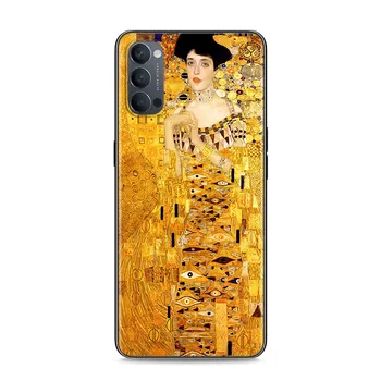 Gustavo Klimto bučinys Minkštas Juodas Silikoninis Dangtelis, KOLEGA Reno 5 Pro+ 3 4 Lite F SE Z Pro 4G 5G Telefono dėklas Shell