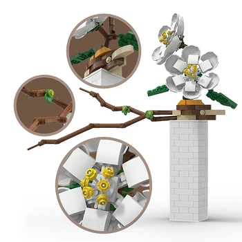 Retro Gėlės Kinų Stiliaus Augalams, Vazos, Vazoninių Peach Blossom Statybos Blokų, Plytų Priedai Modelis Vaikams Mokomieji Žaislai