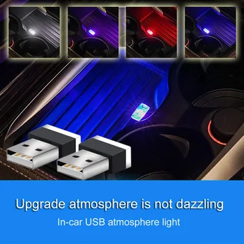 Naujų automobilių LED Lemputė USB Atmosfera Šviesą Peugeot 307 308 207 3008 2008 407 508 206 208 406 Priedai