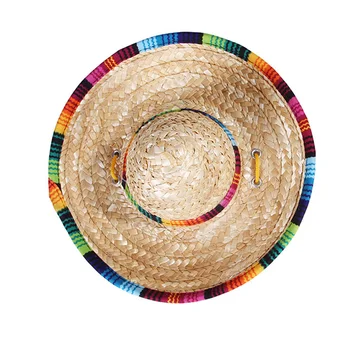 1PC Šiaudų Sombrero Mexican Hat Pet Reguliuojamas Sagties Spalvotų Pet Šiaudų Šuo, Katė Skrybėlę Žaislas Augintiniui Apdaila