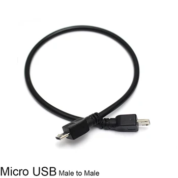 1Pc 25cm Micro USB Male Micro Male 5Pin Konverteris OTG Adapterio Kabeliu
