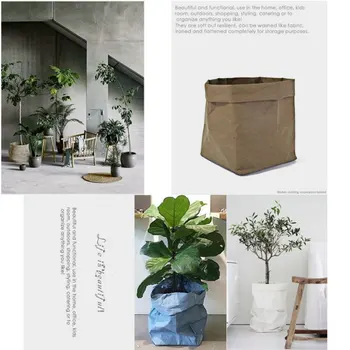 2021Kraft Popieriaus Saugojimo Maišus Daržovių Augalų, Gėlių Vazonas Krepšelį Namuose Saugojimo Organizacija Succulents Skalbti Saugojimo Krepšiai
