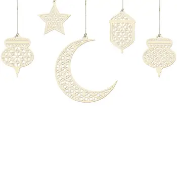 Ramadano Mėnulis Mediniai Eid Mubarakas Dekoracija Namuose Mečetė Ir Musulmonų Islamas Lenta Kabo Pakabukas Šalis Festivalis Prekių 2021