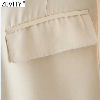 Zevity Moterų Elegantiškas Įpjovomis Apykaklės, Kieta Apykakle Verslo Shirtdress Moterų ilgomis Rankovėmis Kratinys Vestido Elegantiškos Suknelės DS8257