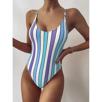 Vienos dalies maudymosi kostiumėlis Moterims maudymosi Kostiumėliai, 2021 Seksualus Dryžuotas Maudymosi Kostiumą, Moteris Bikini Plaukimo Paplūdimio Drabužiai Monokini Moterų Maudymosi