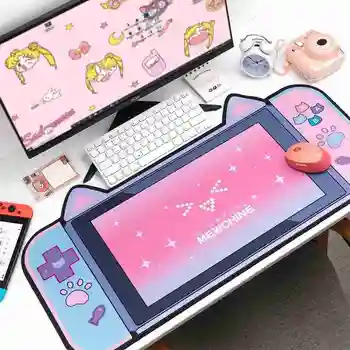 Cute Kačių Ausys Didelis Pelės Mygtukai 80CM*40CM Tirštėti Kompiuteriniai Žaidimai, neslidžia Rožinė Mergaitė Animaciją Super Cute Girl