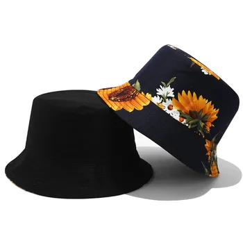 Naujas Unisex Saulėgrąžų Moterų Vasaros Kibiro Kepurę Žvejys Skrybėlę Grįžtamasis Apsauga nuo Saulės, Skrybėlę, Lauko Kelionės Vyrų Panama Kepurė