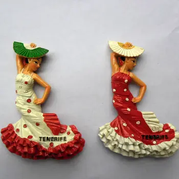 Ispanijos nacionalinės kvintesencija, flamenko šokiai, kelionės atminimo šaldytuvas magnetas high-end collection rinkinys kelionės dovana