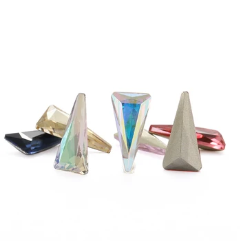 9 Spalvų Trikampis Masės Kristalai Spalvinga Pointback Siūti Cirkonio Drabužiai, Krepšiai K9 Stiklų Klijai Akmens