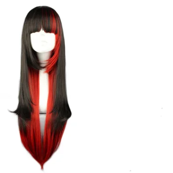 Cosplay Ilgi Tiesūs Plaukai Liu Qi Hai Perukas Karščiui Atsparių Sintetinių Plaukų Anime Cosplay Perukas Juodos Spalvos Gradientas Raudonos Dėmės Perukas