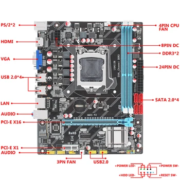 STAKLININKAS Plokštė H55 LGA 1156 Parama Intel Core I3 I5 I7 Xeon 3470 Procesorius DDR3 Desktop RAM, HDMI VGA Plokštės HM55-P3