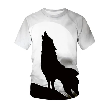 Naujas Mados T-shirt Spalvinga Wolf 3D Spausdinimo Vyrai Moterys Streetwear Marškinėlius Sporto Atsitiktinis Marškinėliai, Anime Modelis Viršūnes Vyrų Drabužiai.