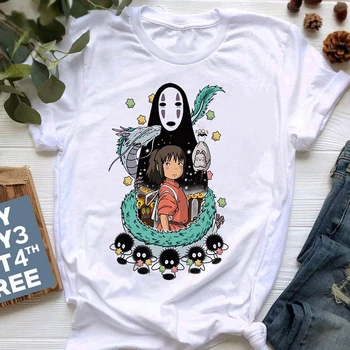 Totoro Studija Marškinėliai Moterims Ullzang Juokinga Ghibli japonijos kawaii grunge tumblr t-shirt harajuku kawaii derliaus Viršūnes Tee Moteris