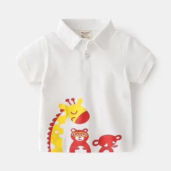 Mielas Dinozauras Berniukų Vasaros marškinėliai Polo Viršūnės Vaikai Tees Medvilnės Kokybės Aprangą Vaikų Drabužiai