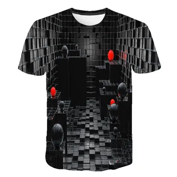 2021 Vasaros Nauji Aukštos Kokybės 3D lllusion nuotrauką T-marškinėliai Vyrams, Vasaros, Juoda Serijos Spausdinti Atsitiktinis 3D Marškinėliai Topai Tee Plius Dydis 6XL