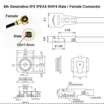 1PCS IPX U. FL IPEX4 MHF4 Moteris Vandeniui N Female Lizdas, RF RF113 Galiuku Bendraašius Mini PCI WIFI WLAN Antena Pratęsimo Cabble