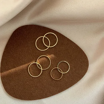 Cyrus 2021 Geometrinis Žiedas Rinkinys Moterims Mergina 5VNT Aukso Metalo korėjos Žiedai Gotikos Perlas Žiedai Madingų Papuošalų Didmeninė