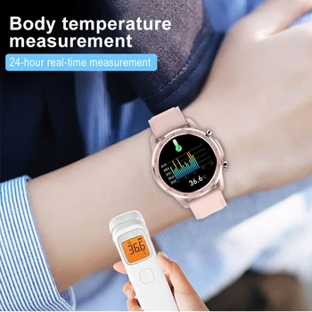 SENBONO 2021 Moterų Termometras Smart Žiūrėti Vandeniui Laikrodį Smartwatch Fitnees Tracker Sporto Žiūrėti Su Kūno Temperatūra Laikrodis
