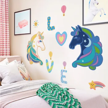40x60cm animacinių filmų vaikams lipdukas fantazijos vienaragis modelio mielas stiliaus miegamojo durys vaiko kambarys namų puošybai QT1641