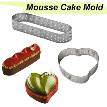Mini Mousse Cake Žiedas, Nerūdijančio Plieno, Perforuota Pelėsių 