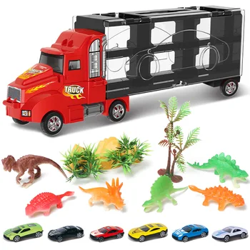 Miestas Techninės Juros periodo Parkas Dinozaurų Sunkvežimių lydinio Diecast Modelio Automobilių, Konteinerių Gabenimas Automobilių Transporto Švietimo Žaislai Vaikams