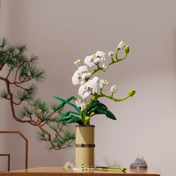 Orchidėja Phalaenopsis Gėlės, Puokštės Vazoninių Augalų Blokai Žiedų Asamblėjos Papuošalai Modelis Plytų Žaislai, Dovanos Ekranas