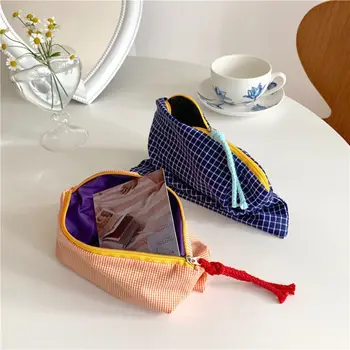 Moteris Daugiafunkcinis Saugojimo Krepšys Paprastas Sujungimas Tinklelis Kosmetika Monetų Nešiojamų Šviesos Ins Populiarus Spalvinga Medvilnė Kelionės