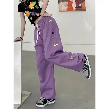HOUZHOU Harajuku Kelnes Streetwear Moterų Y2k Negabaritinių Tiesiai Pločio Kojų Hipių Baggy Sportinės Kelnės korėjos Mados Sweatpants