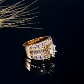 Karšto Pardavimo Lašas Laivybos Prabangūs Papuošalai 925 Sidabro ir Aukso Užpildyti Markizė AAA Kubinis Cirkonis Princesė CZ Moterų Vestuvių Juostoje Žiedas