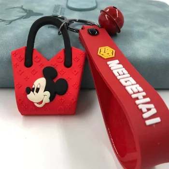 Disney Mickey Mouse Keychains 3 Spalvų Gyvūnų Maišelį Paketų Prižiūrėtojų Raktinę Mielas Mažai Maišą Raktų Pakabukai Moterų Pakabukas Paketų Prižiūrėtojų Raktinę