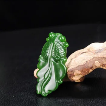 Kinijos Green Jade Karosas Jade Pakabukas Papuošalai Pasisekė, kad apsisaugoti nuo piktųjų dvasių Amuletas Jade Pakabučiai Jade Fine Jewelry