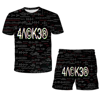 2021 vasaros fizikos ir matematikos 3D vaikų kostiumas berniukų ir mergaičių tiktų marškinėliai + šortai įdomus atsitiktinis apvalios kaklo 4-14t