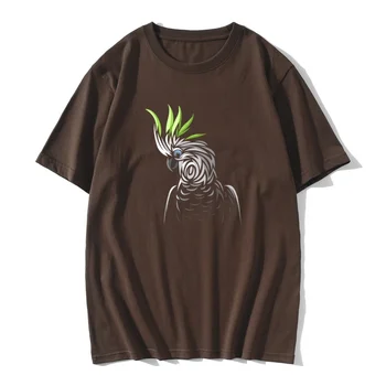 Meno Dizaino Genčių Papūga T-shirt Vyrai Hip-Hop Tees Black Marškinėliai Vasaros Funky Drabužius Hipster Viršūnių Paukštis Spausdinti Marškinėlius