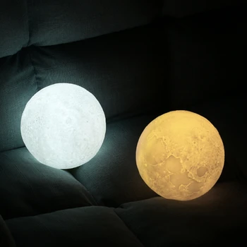 LED Nakties Šviesos Kūrybinis Prisilietimas Jungiklis Mėnulio Šviesos Patalpų USB 3D Spausdinimo Įkrovimo Mėnulio Lempa, Miegamojo Apdailos Gimtadienio Dovana