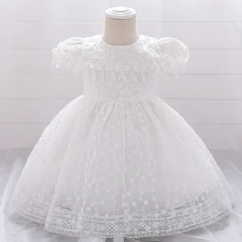 2021 Europos ir Amerikos Kūdikių pilnatis Plauti Nėrinių Suknelė Kūdikių Dress White Gimimo diena Dress Mergaitė Cute Suknelė
