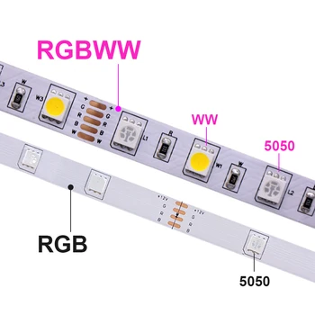 RGBWW LED Juostos SMD 5050 Šviesos 10M 5M LED Žibintai Vandeniui DC12V RGB Led juosta diodų juostelės Lankstus APP 