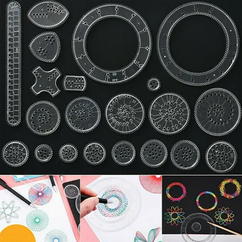 22pcs Spirograph Piešimo Žaislai Nustatyti Blokavimo Įrankių & Ratų Geometrinis Valdovas Piešimo Reikmenys Kūrybos Švietimo Žaislas Vaikams