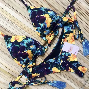 Seksualus Bikini 2020 Moterų Maudymosi Kostiumėlį Tvarstis Apynasrio Paplūdimio Dėvėti Maudymosi Kostiumai Push Up Maudymosi Kostiumėliai, Moterų Brazilijos Bikini Komplektas