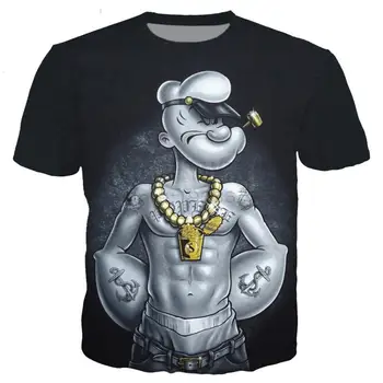 Naujas klasikinio popeye serijos marškinėliai vyrams, moterims, 3D atspausdintas naujovė mados marškinėlius hip-hop streetwear atsitiktinis vasaros viršūnes