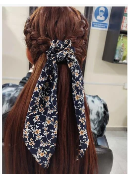 Korėjos Gėlių Spausdinti Plaukų Scrunchies Derliaus Ilgus Plaukus Kaspinu Knoted Vimpelais Mados Moterų Plaukai Surišti Į Uodegą Plaukų Virvę, Plaukų Aksesuarai