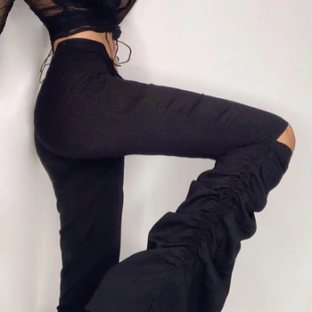 Weekeep Derliaus Raišteliu Tuščiaviduriai Iš Ilgos Kelnės Moterims Nėrinių Aukšto Juosmens Kietas Kelnės Vasaros Atsitiktinis Harajuku Prarasti Streetwear