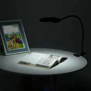 Didinamasis stiklas Clip-on Apšviesta Stalas Stalas LED Lempa 2x 5x Didelis Lęšio, Didinamojo Stiklo, Metalo Žarna su Apkaba Skaityti