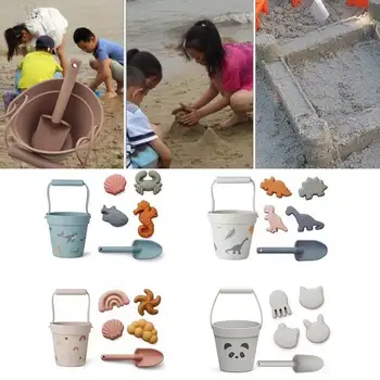 6pcs Vaikų Vasaros Žaislai su Mielas Gyvūnų Modelio Ins Pajūrio Paplūdimio Žaislai, Guminiai Kopų Smėlio Įrankiai Pelėsių Rinkiniai Kūdikių Vonios Žaislas Vaikams