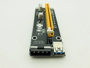 VER006 PCIE Riser Card PCI Express 1X iki 16X Extension Adapter 60CM USB 3.0 Kabelis SATA 4Pin Molex Maitinimo Bitcoin Miner Kasyba