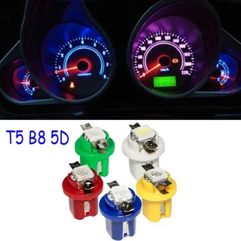 10VNT/set T5, B8, 5D 1smd Automobilio LED Šviesos prietaisų Skydelio Lemputės Plotis Lempa Skydelyje Lemputė, Lempa dega