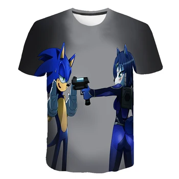 Klasikinių Animacinių filmų Sonic Sport 3D mados T-shirt Naujas Harajuku stiliaus Žaidimas Bros Vaikams, cartoon Drabužius sonic Berniukų Drabužius, 4-14T